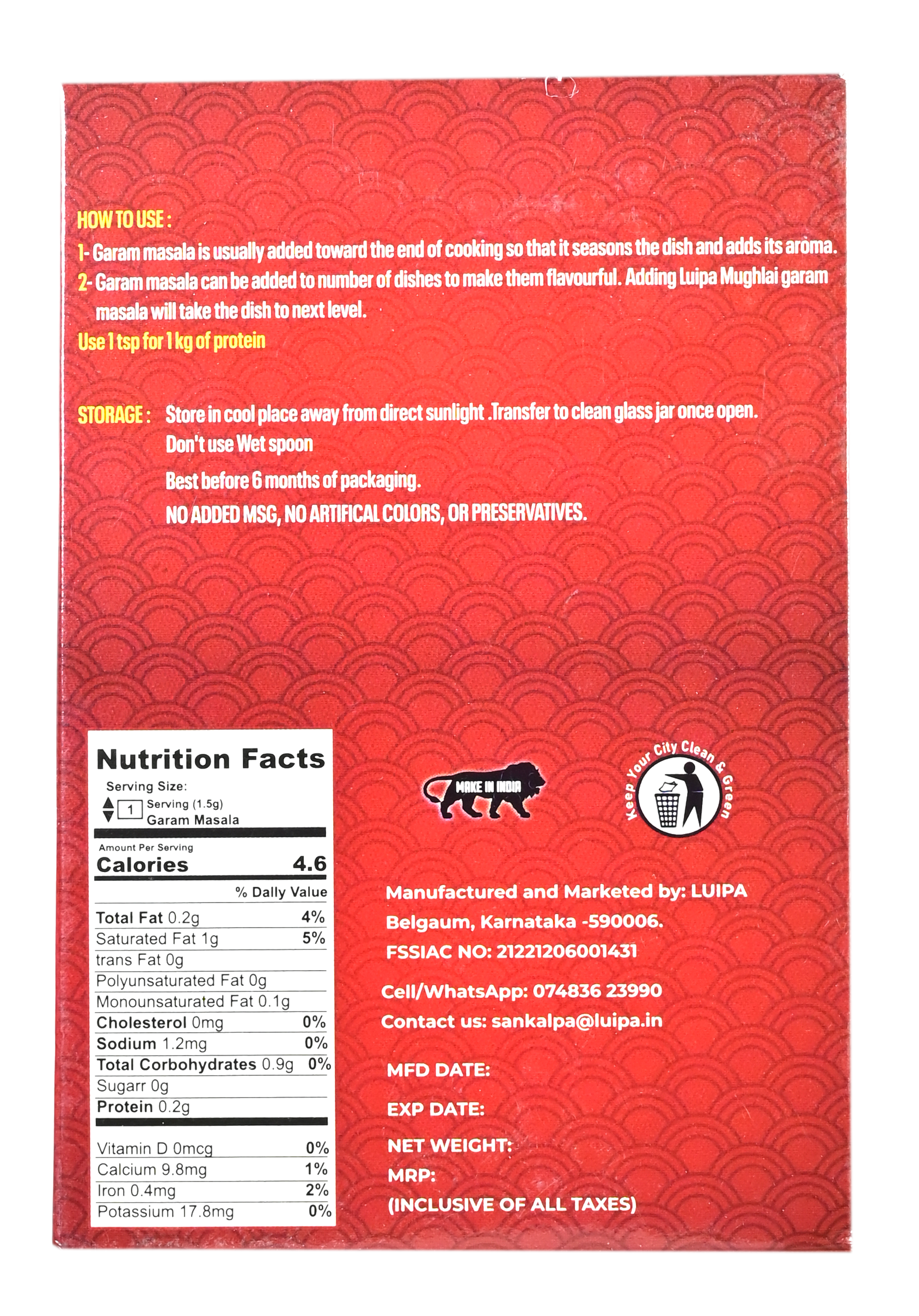 Luipa Mughlai Garam Masala 50g
