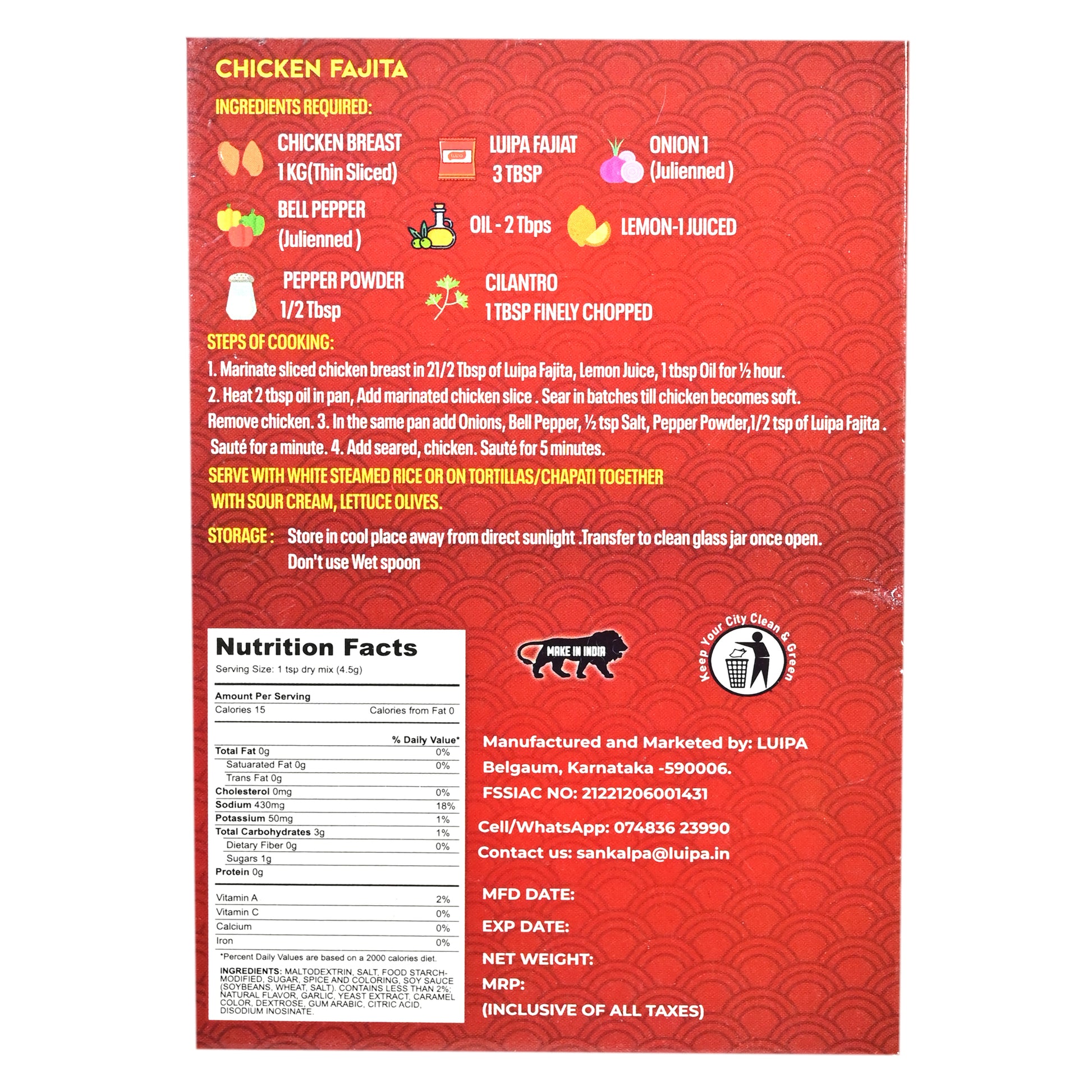 Luipa Original Fajita Seasoning Mix 50g