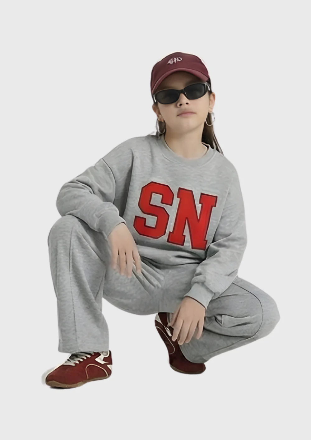 Kids SN Varsity Co-ord Set – Grey & Red