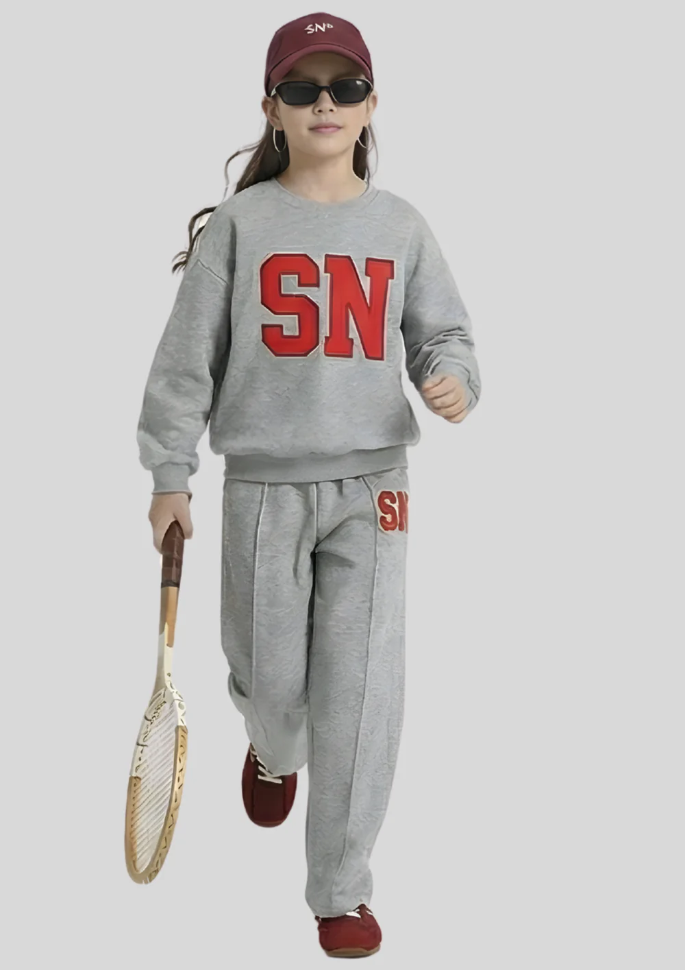 Kids SN Varsity Co-ord Set – Grey & Red