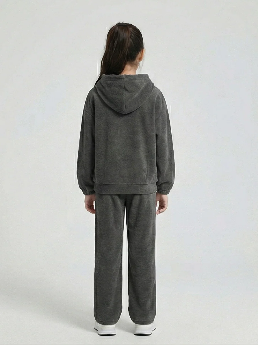 Cozy Fleece Hoodie Set – Charcoal Grey